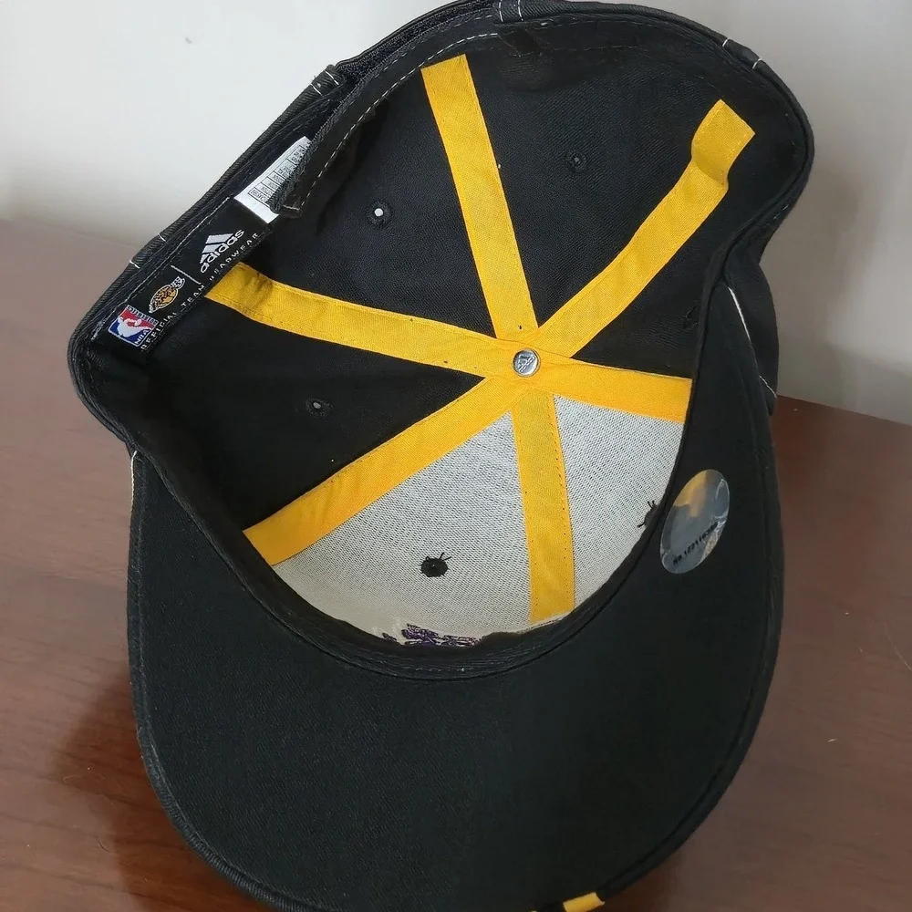 Adidas Los Angeles Lakers NBA Cap Hat Stick Back Black Yellow Adjustable Kobe
